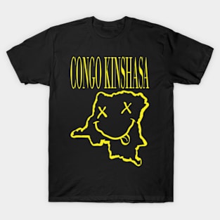 Vibrant Congo-Kinshasa x Eyes Happy Face: Unleash Your 90s Grunge Spirit! T-Shirt